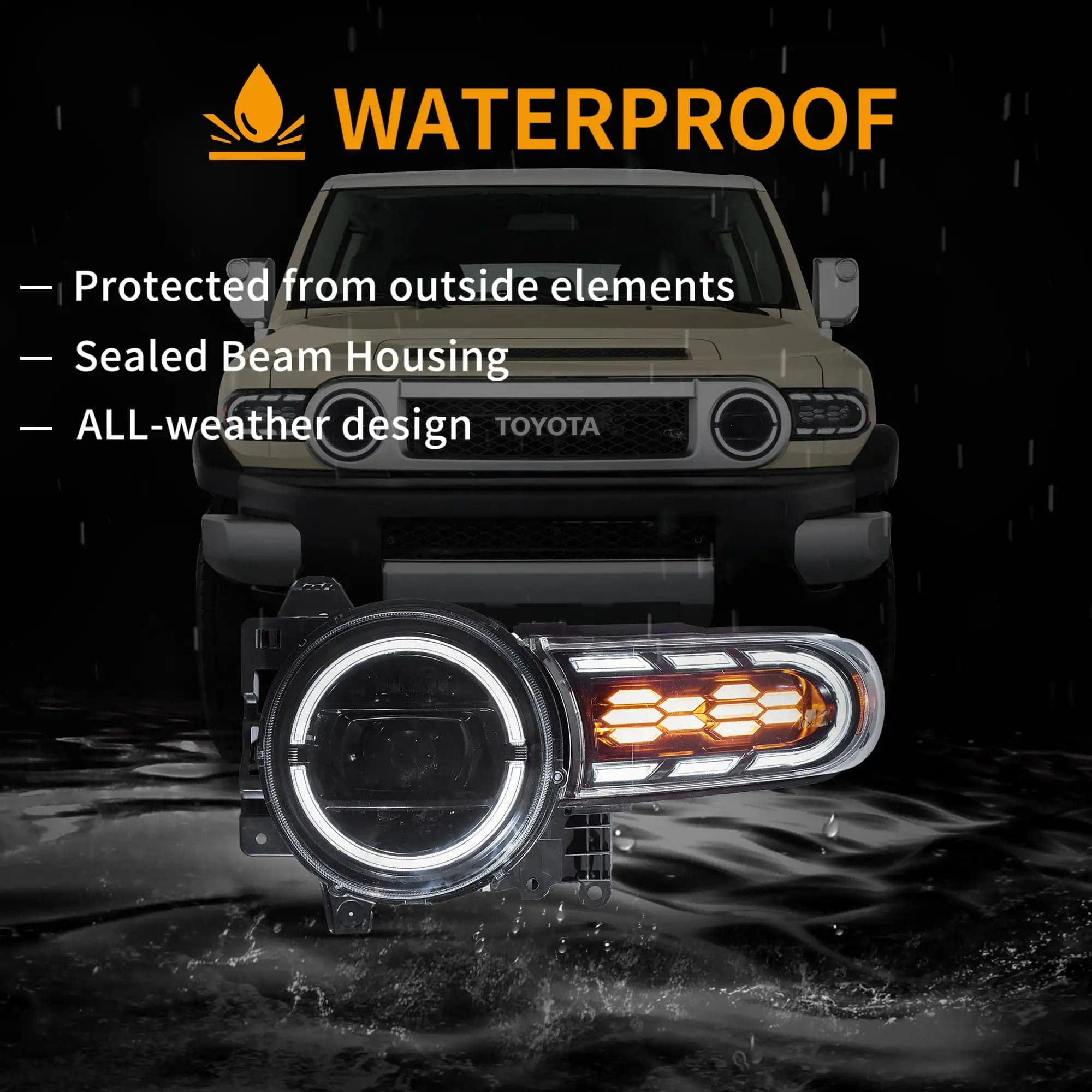 2006-2022 Toyota FJ Cruiser XJ10 Full LED Dual Beam Projector Headlights With start-up animation vie