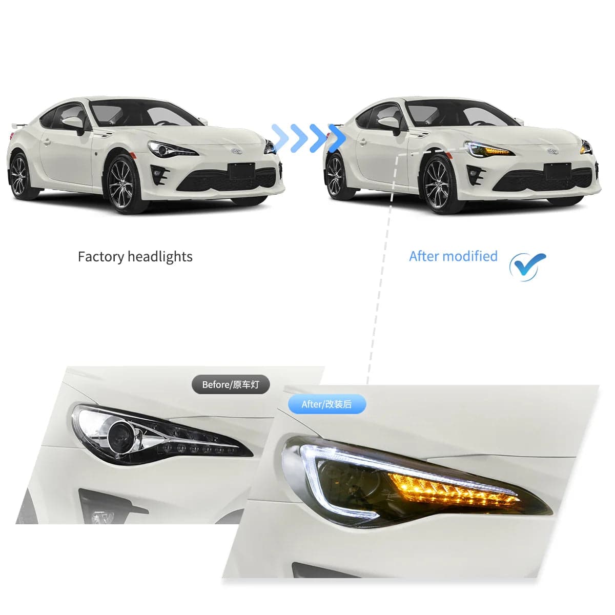 12-21 Toyota 86/GT86, Subaru Brz, Scion Frs actualización Full faros delanteros LED de proyector de 