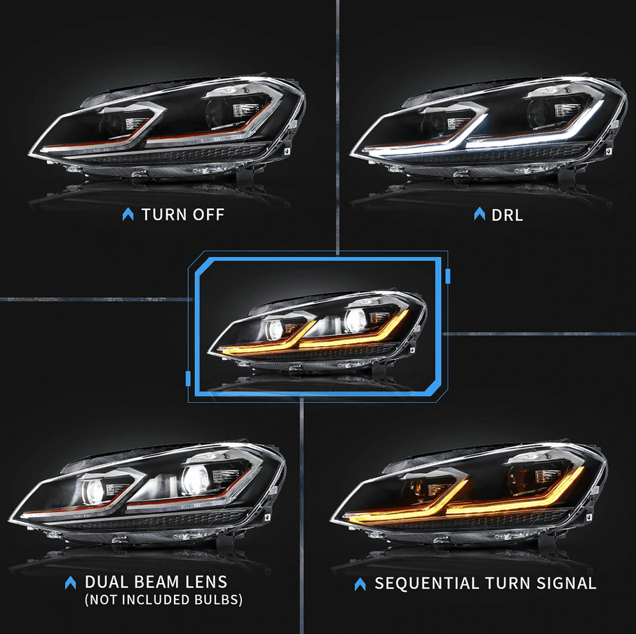 2012-2017 Volkswagen Golf MK7 Full LED faros delanteros de proyector | VLAND view 5