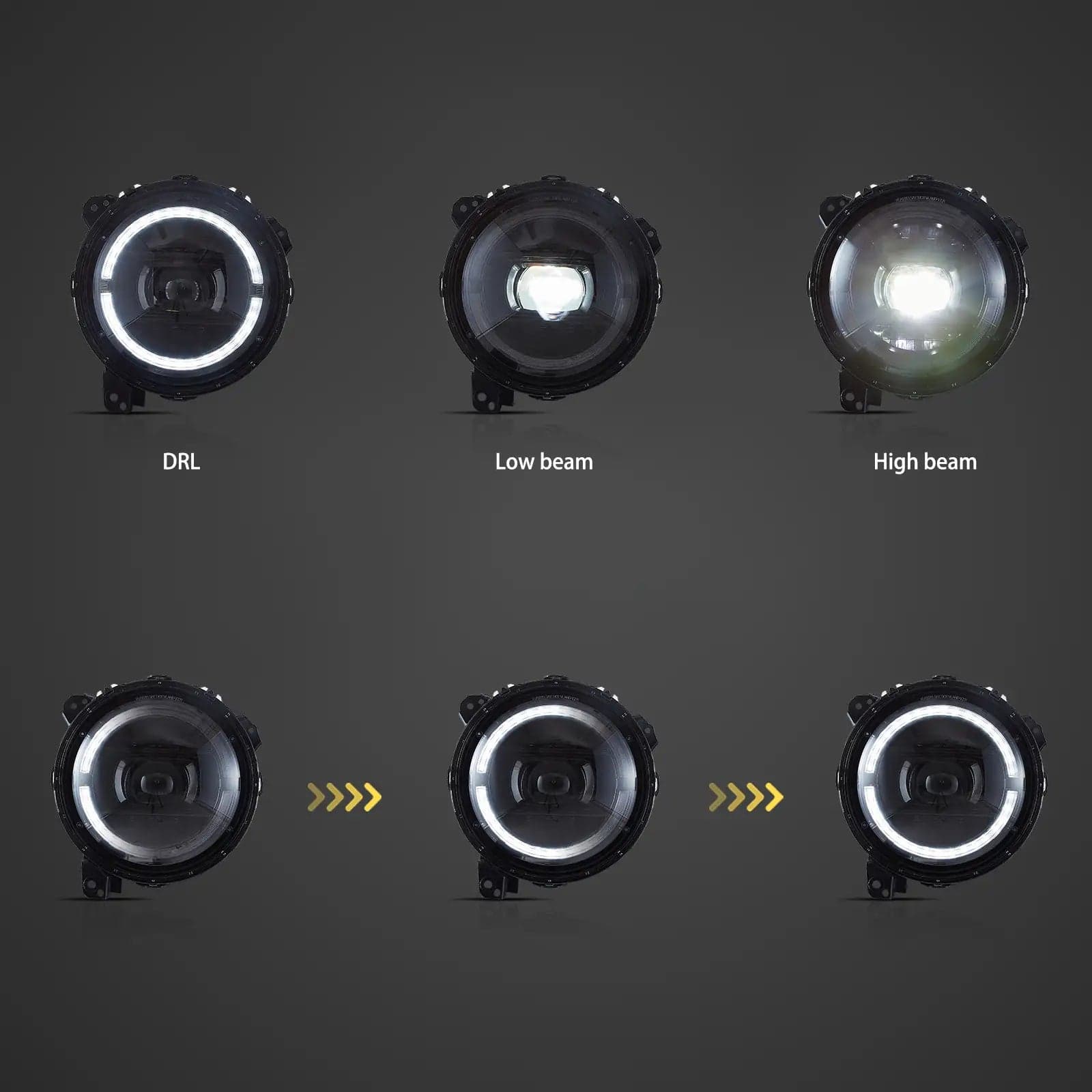 18-Up Jeep Wrangler JL JLU JT Rubicon faros delanteros LED completos con animación de inicio | VLAND