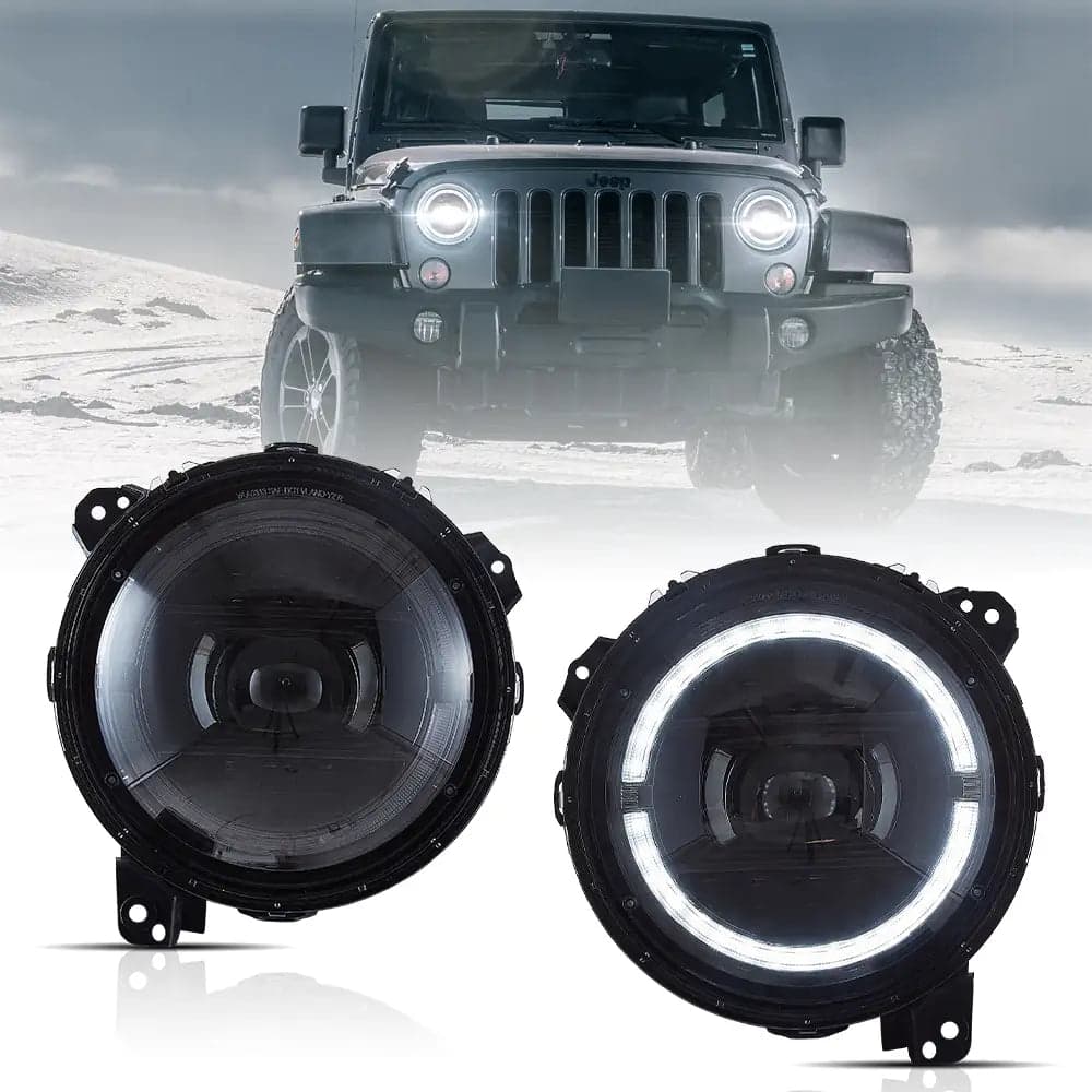 18-Up Jeep Wrangler JL JLU JT Rubicon faros delanteros LED completos con animación de inicio | VLAND