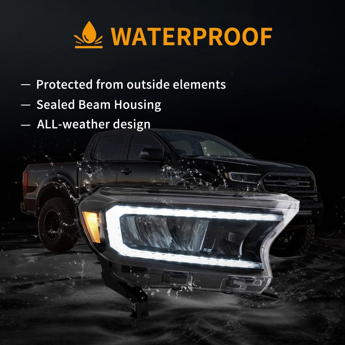 2015-2021 Ford Ranger [International Types] faros delanteros LED de reflector cromado | VLAND view 8