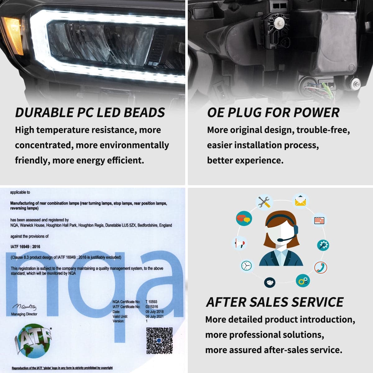 2015-2021 Ford Ranger [International Types] faros delanteros LED de reflector cromado | VLAND view 9