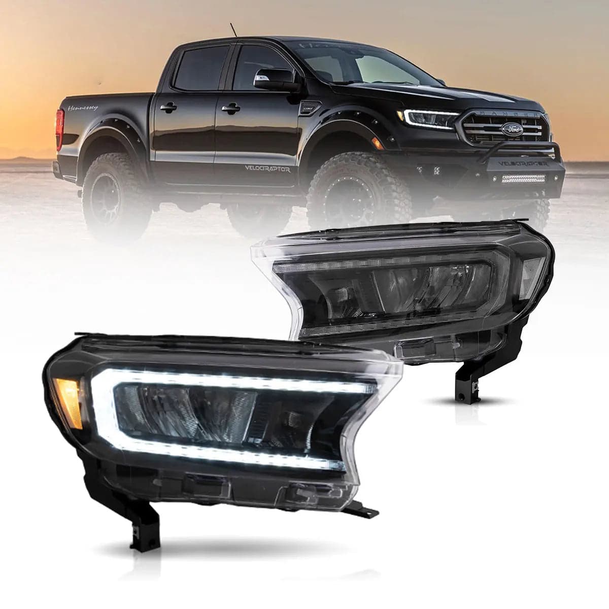 2015-2021 Ford Ranger [International Types] faros delanteros LED de reflector cromado | VLAND view 1