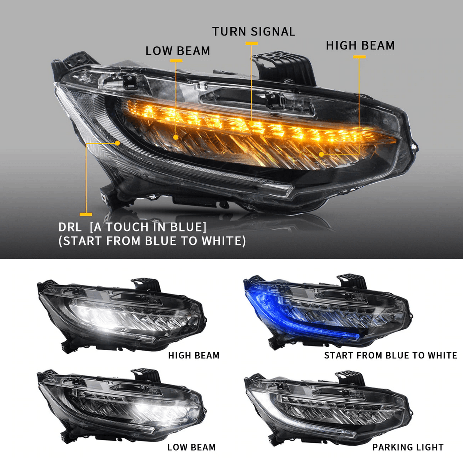 2016-2021 Honda Civic Voll-LED-Scheinwerfer | VLAND view 3