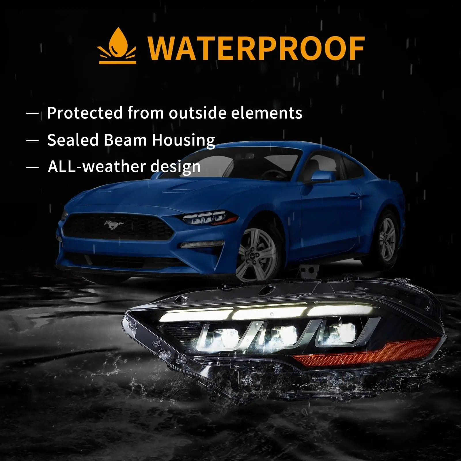2018-2024 m. Ford Mustang priekiniai žibintai Full LED su S650 Style | VLAND view 10