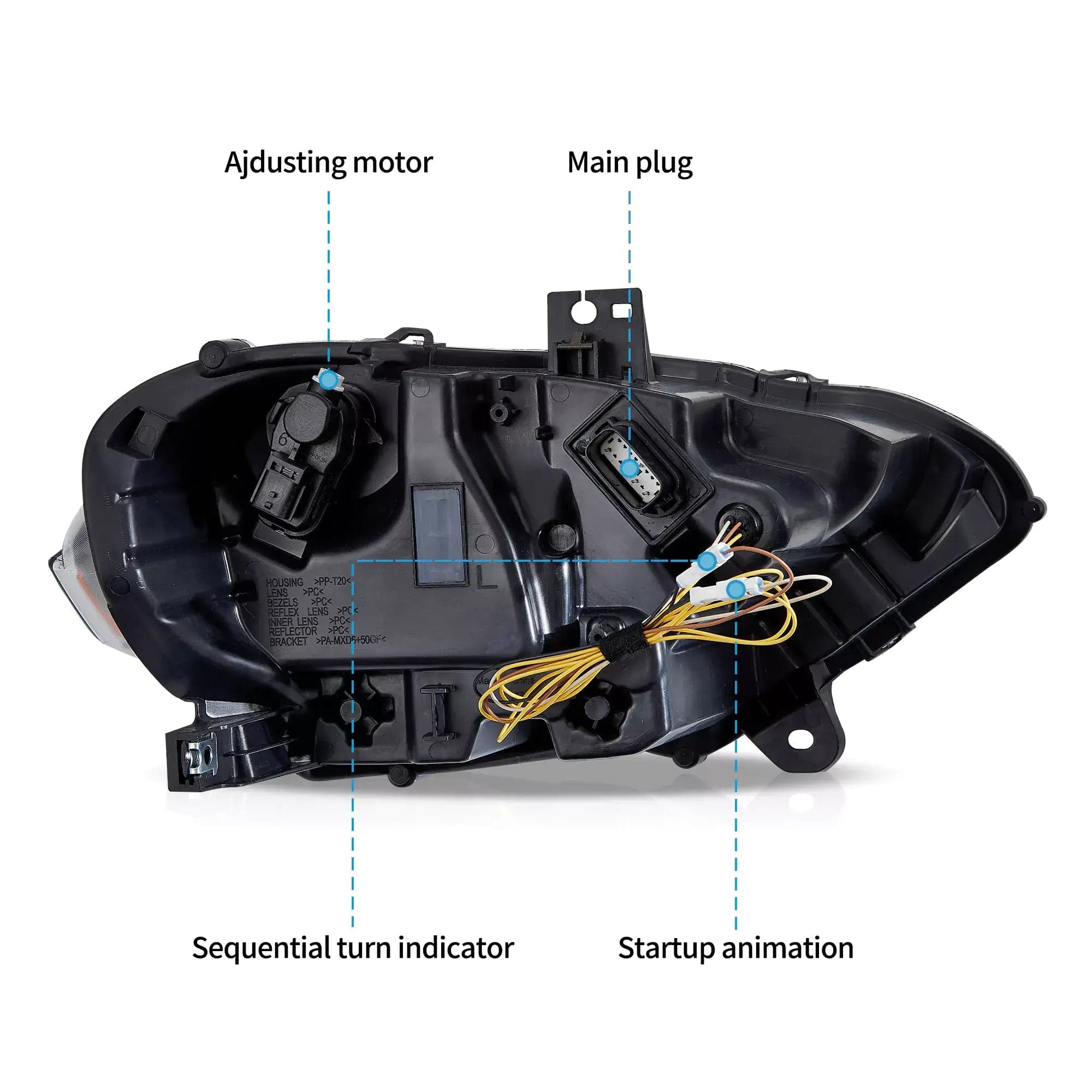 2018-2024 m. Ford Mustang priekiniai žibintai Full LED su S650 Style | VLAND view 6