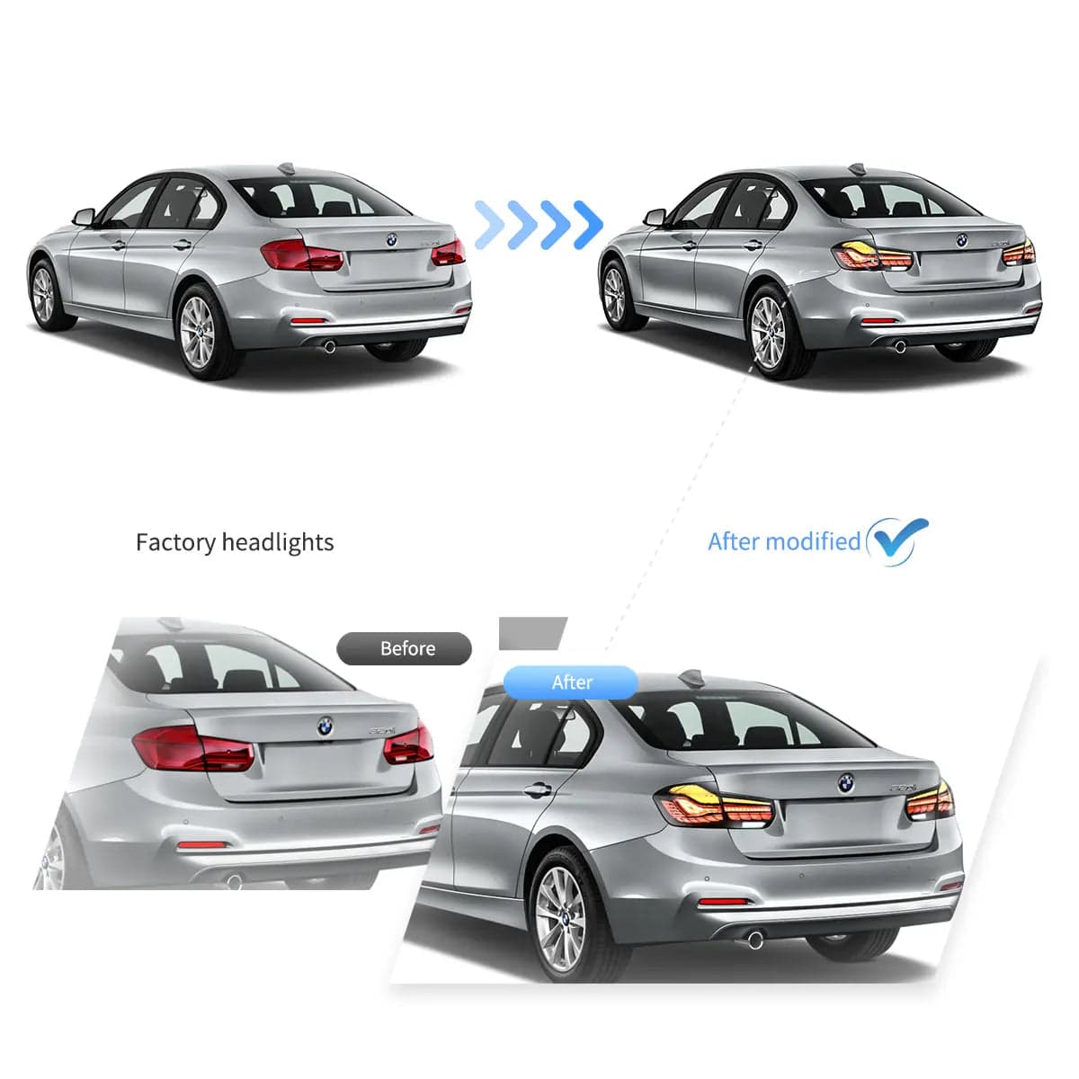 2012-2019 BMW 3 Series 6. generacja (F30 F80) tylne lampy OLED z dynamicznym oświetleniem powitalnym
