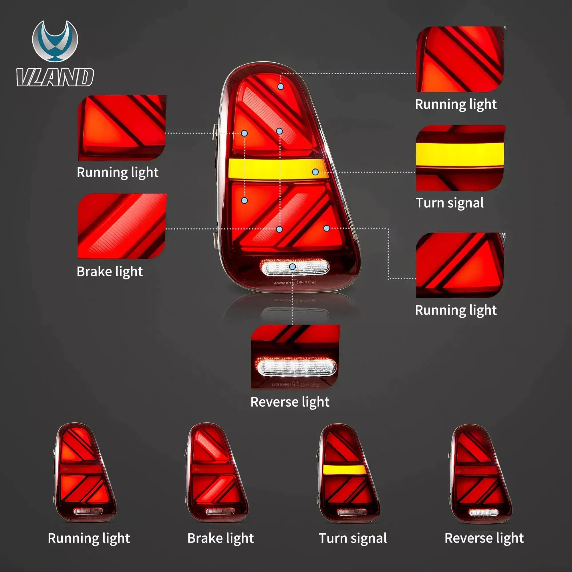 2001-2006 Mini Cooper R50 R52 R53 Union Jack LED-Rückleuchten sequenzieller Blinker | VLAND view 5