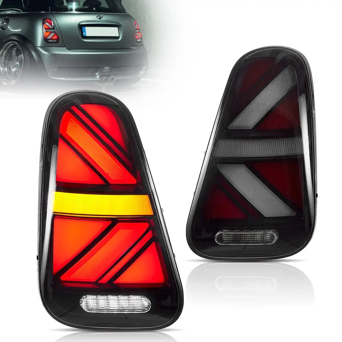 2001-2006 Mini Cooper R50 R52 R53 Union Jack LED-Rückleuchten sequenzieller Blinker | VLAND view 1