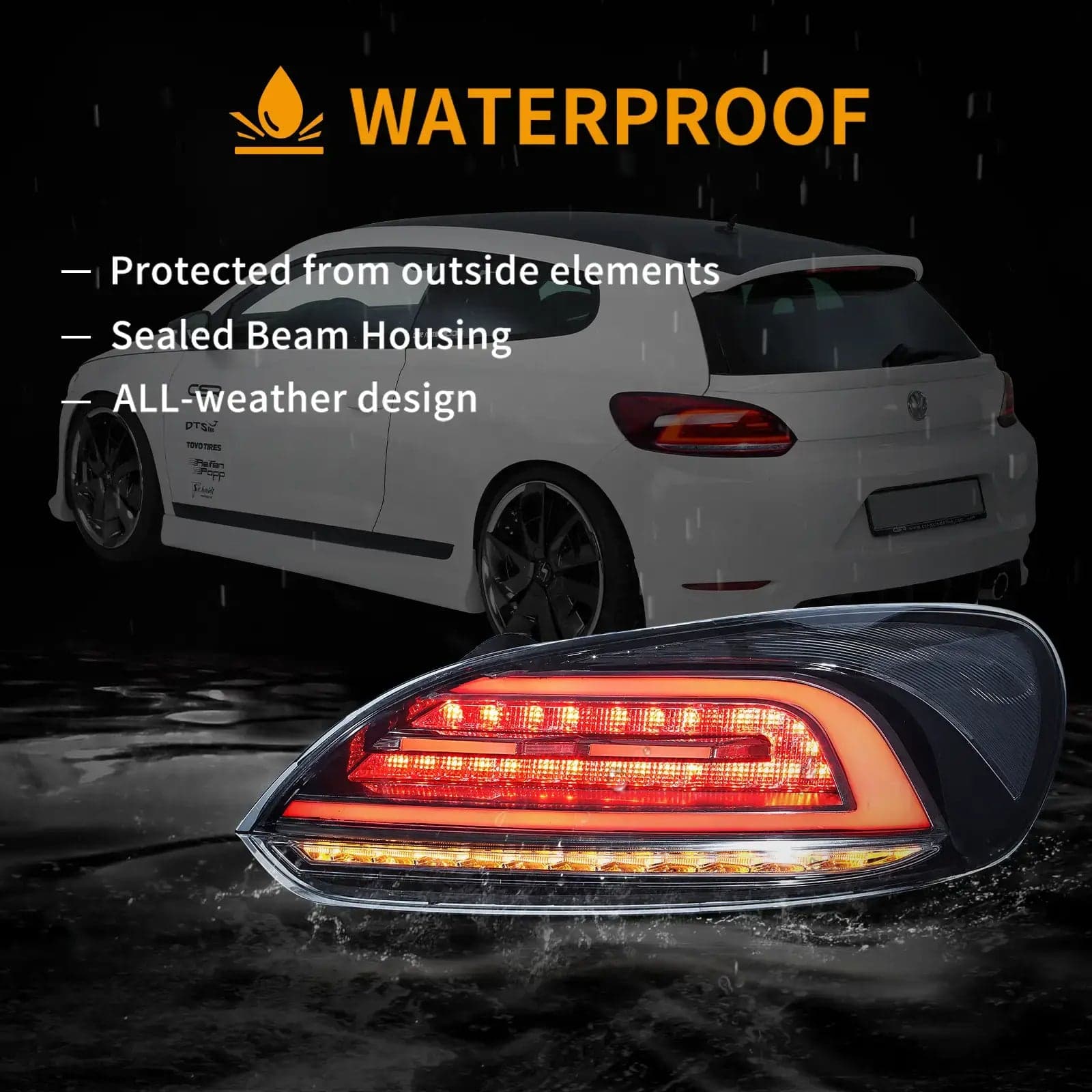 2009-2014 Volkswagen Scirocco LED-Rückleuchten mit orangener sequenzieller Blinkers | VLAND view 11