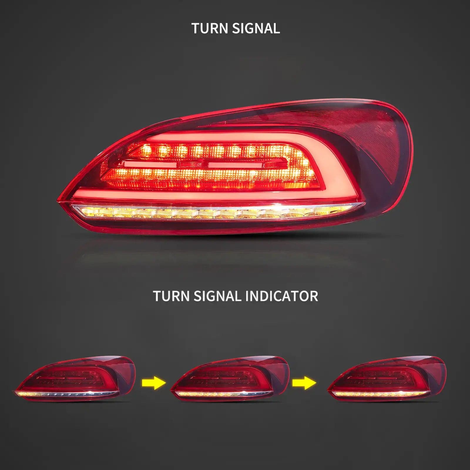 2009-2014 Volkswagen Scirocco LED-Rückleuchten mit orangener sequenzieller Blinkers | VLAND view 4