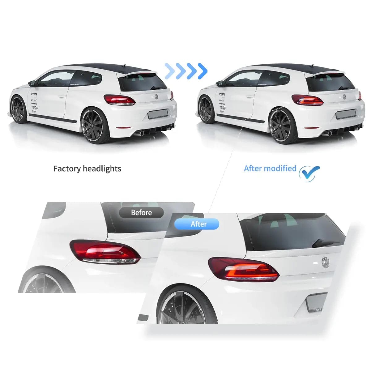 2009-2014 Volkswagen Scirocco LED-Rückleuchten mit orangener sequenzieller Blinkers | VLAND view 9