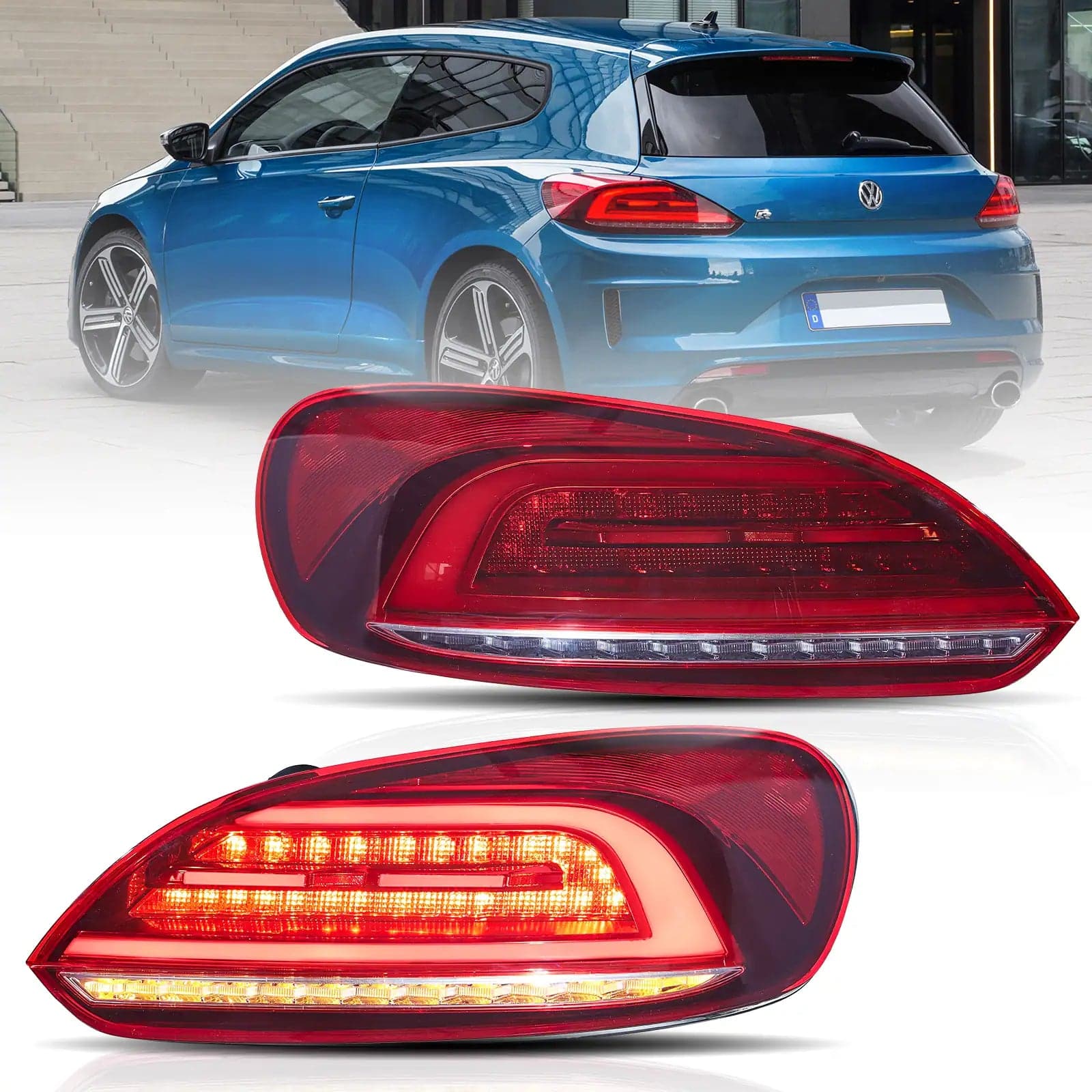 2009-2014 Volkswagen Scirocco LED-Rückleuchten mit orangener sequenzieller Blinkers | VLAND view 1