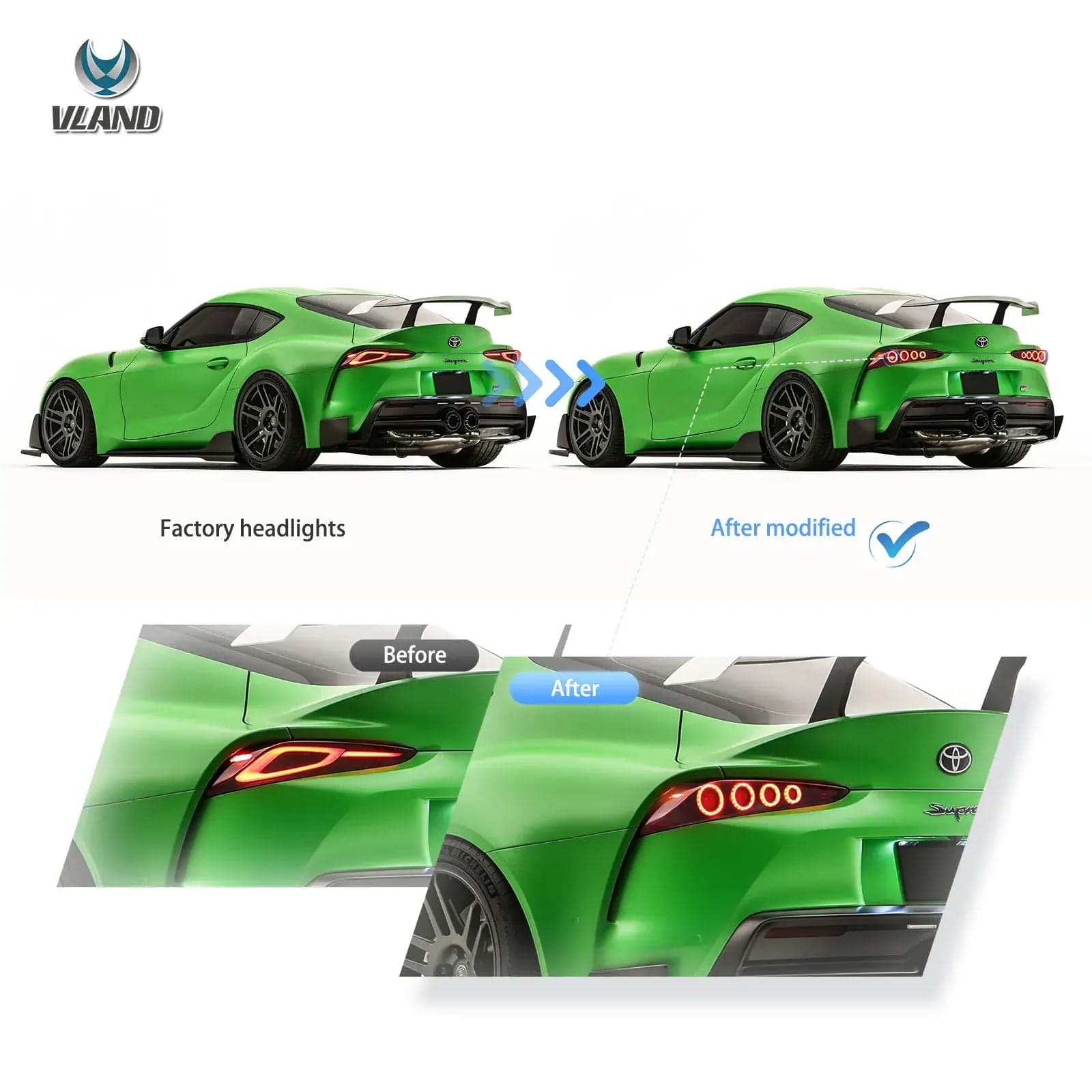 2019-2024 Toyota GR Supra A90/A91 LED-Rückleuchten w/dynamische Animation | VLAND view 8