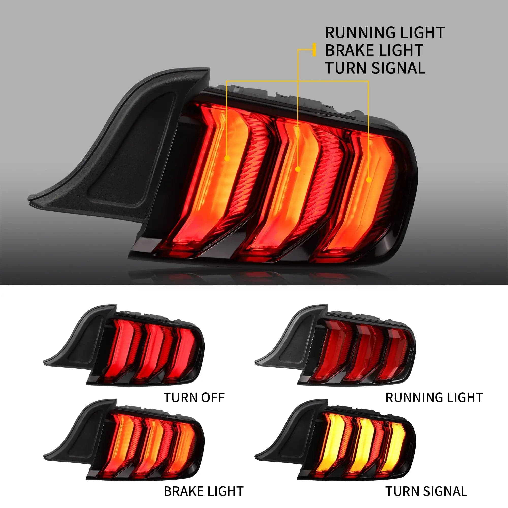 2015-2023 Ford Mustang 6. Generation (S550) LED-Rückleuchten mit 5 modes sequenzieller Blinker | VLA