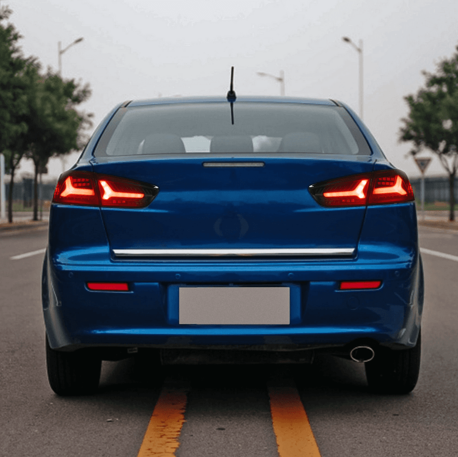 LED galiniai žibintai skirti Mitsubishi Lancer EVO X 2008-2018 su sekvenciniu posūkio signalu | VLAN