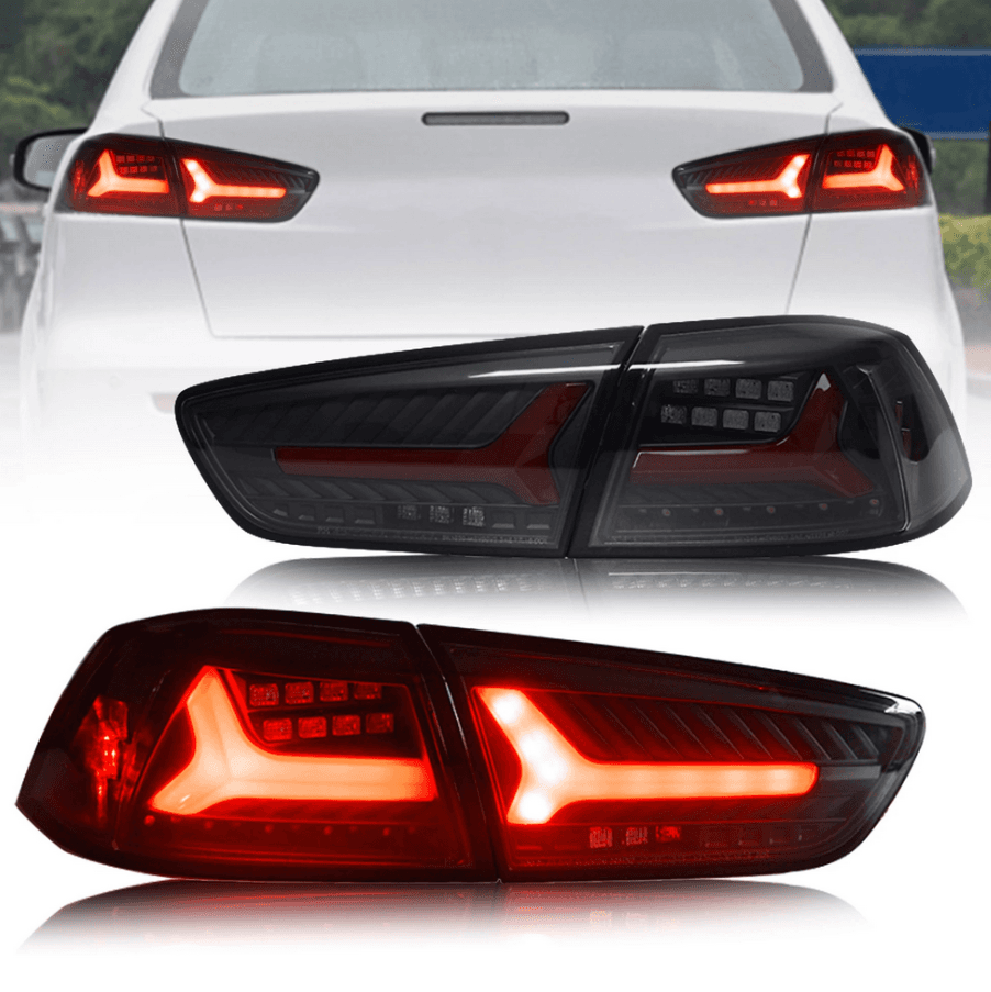LED galiniai žibintai skirti Mitsubishi Lancer EVO X 2008-2018 su sekvenciniu posūkio signalu | VLAN