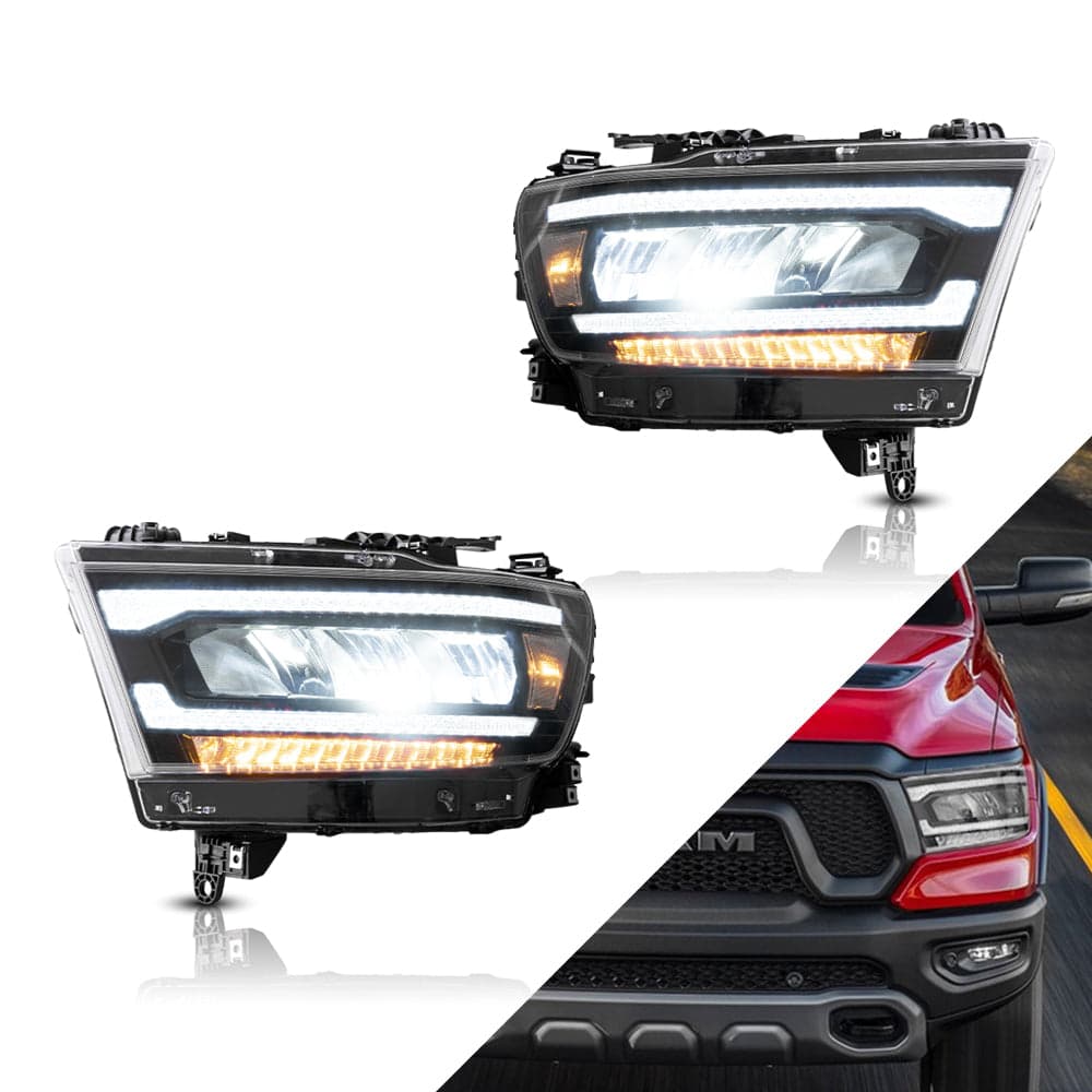 2019-2024 Dodge Ram 1500 5. Generation (DT) LED-Reflektorscheinwerfer chrom | VLAND view 2