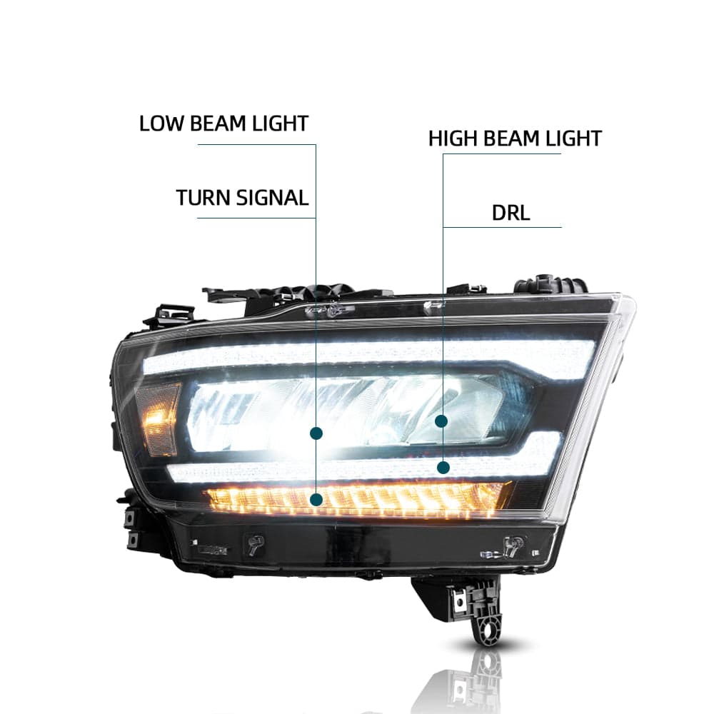 2019-2024 Dodge Ram 1500 5. Generation (DT) LED-Reflektorscheinwerfer chrom | VLAND view 5