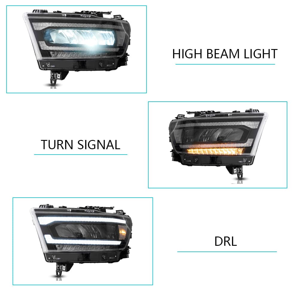 2019-2024 Dodge Ram 1500 5. Generation (DT) LED-Reflektorscheinwerfer chrom | VLAND view 8