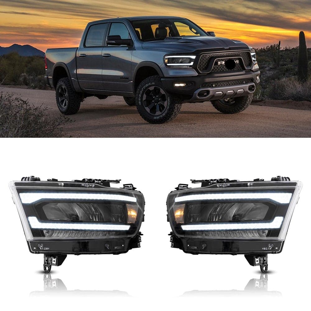 2019-2024 Dodge Ram 1500 5. Generation (DT) LED-Reflektorscheinwerfer chrom | VLAND view 1