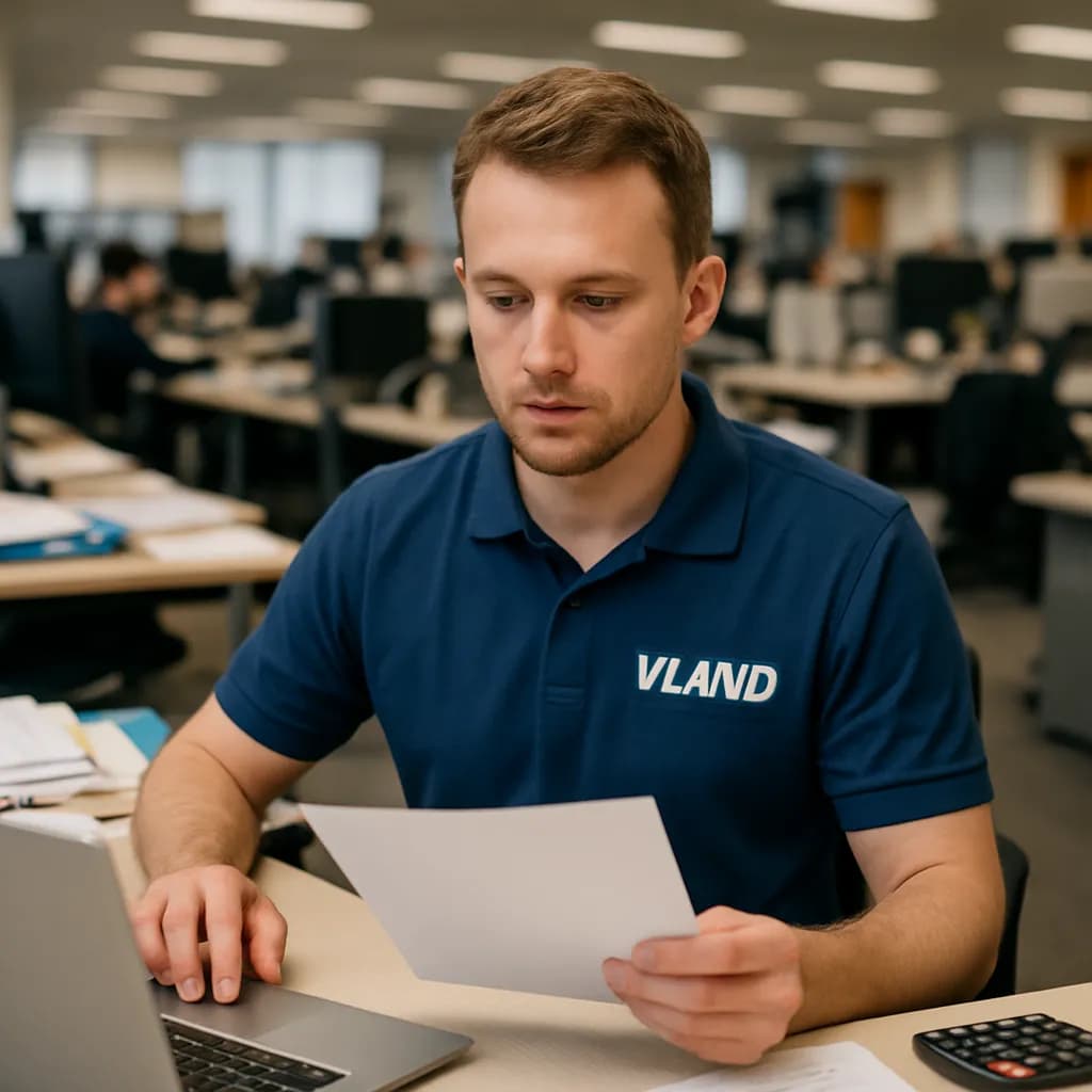 VLAND EU support representative reviewing a headlight warranty claim
