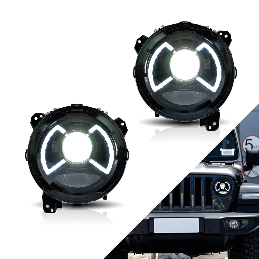 Jeep Wrangler Priekšējie lukturi LED Agresīvi 2018-2024 | VLAND EU