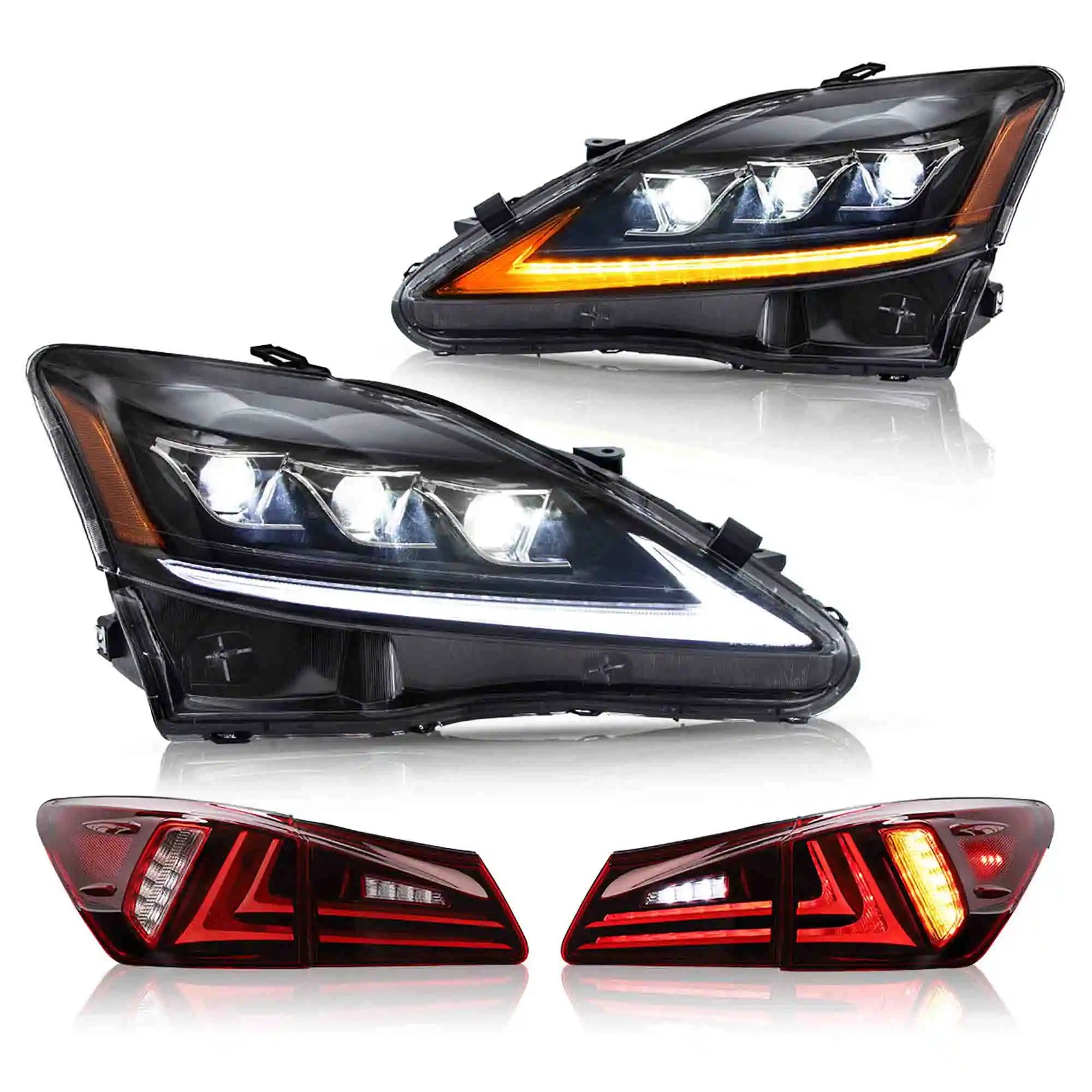 2006-2014 Lexus IS250 IS350 IS F Scheinwerfer und LED-Rückleuchten Set | VLAND - Red