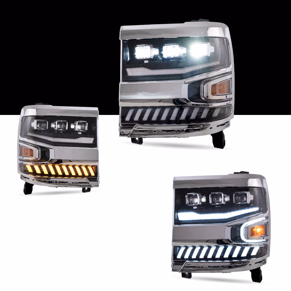 Chevrolet Silverado 1500 Headlights EU LED 2016-2018 | VLAND EU - Amber