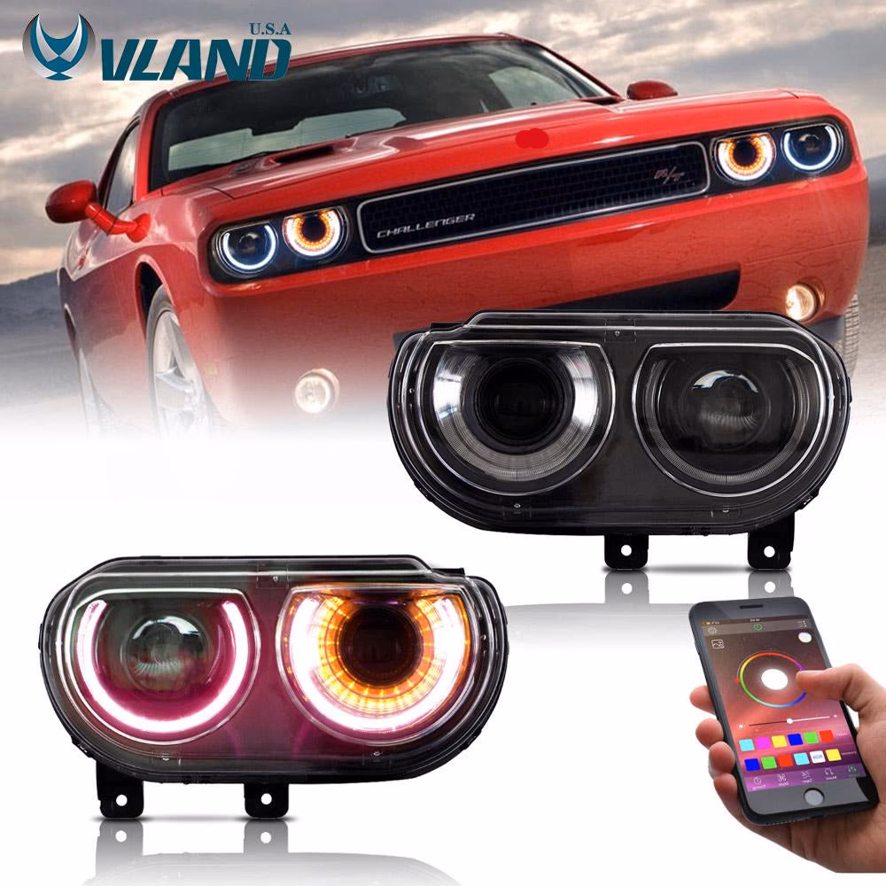 Dodge Challenger Headlights EU RGB 2008-2014 | VLAND EU