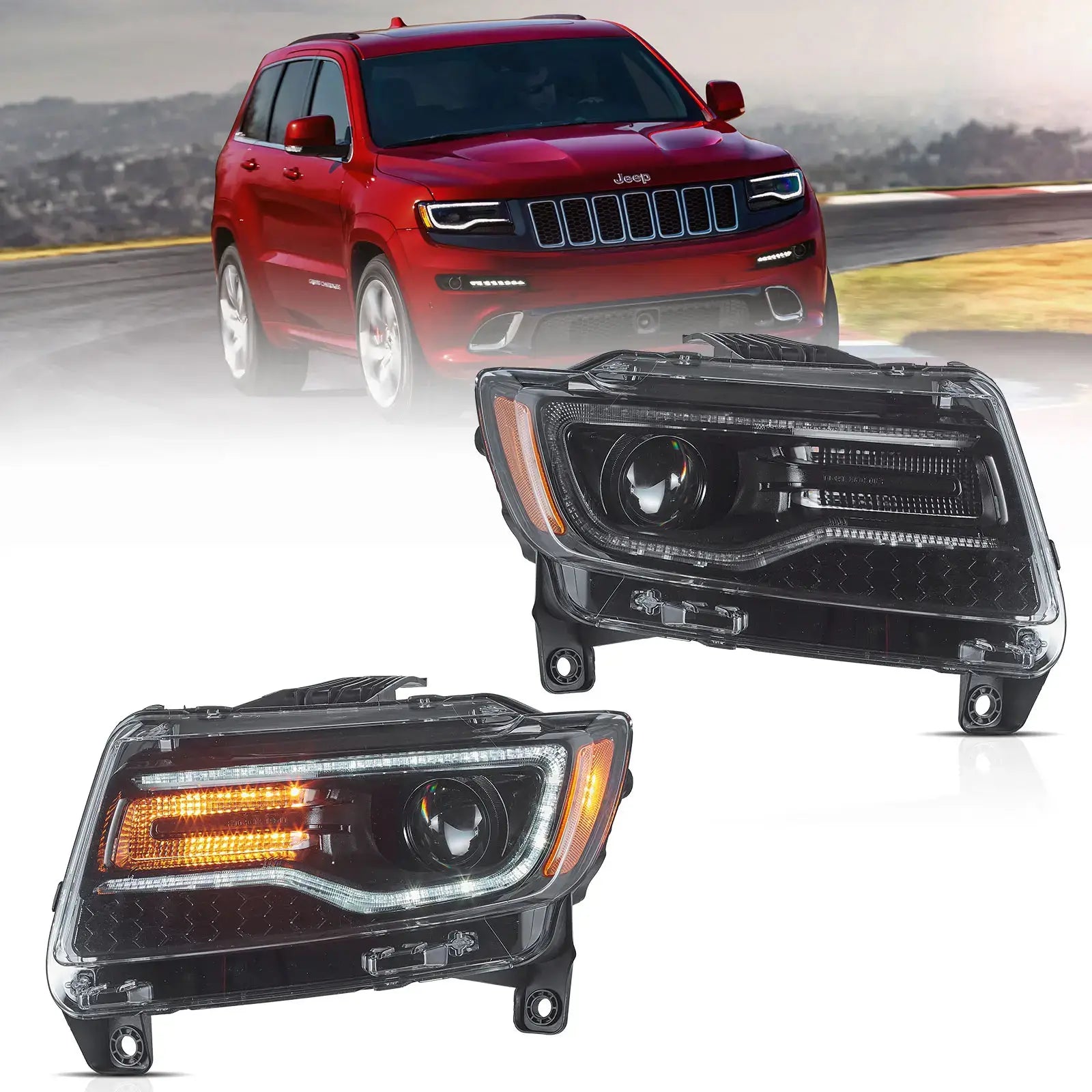 Jeep Grand Cherokee Headlights EU Full LED 2011-2013 | VLAND EU - Black
