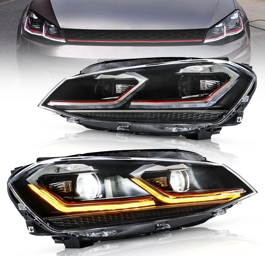 2012-2017 Volkswagen Golf MK7 Full LED faros delanteros de proyector | VLAND - Red (LHD)