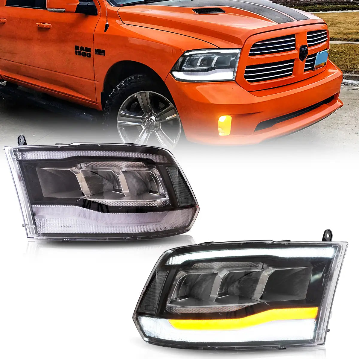 Dodge Ram 4th Gen Scheinwerfer EU Klassischer Look 2009-2018 | VLAND EU - Clear