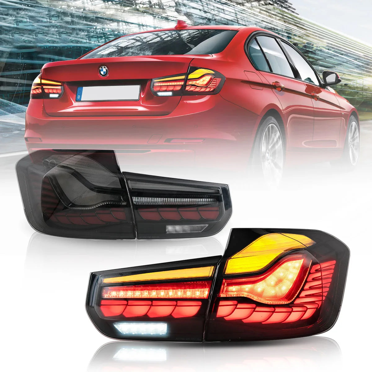 2012-2019 BMW 3 Series 6. generacja (F30 F80) tylne lampy OLED z dynamicznym oświetleniem powital...