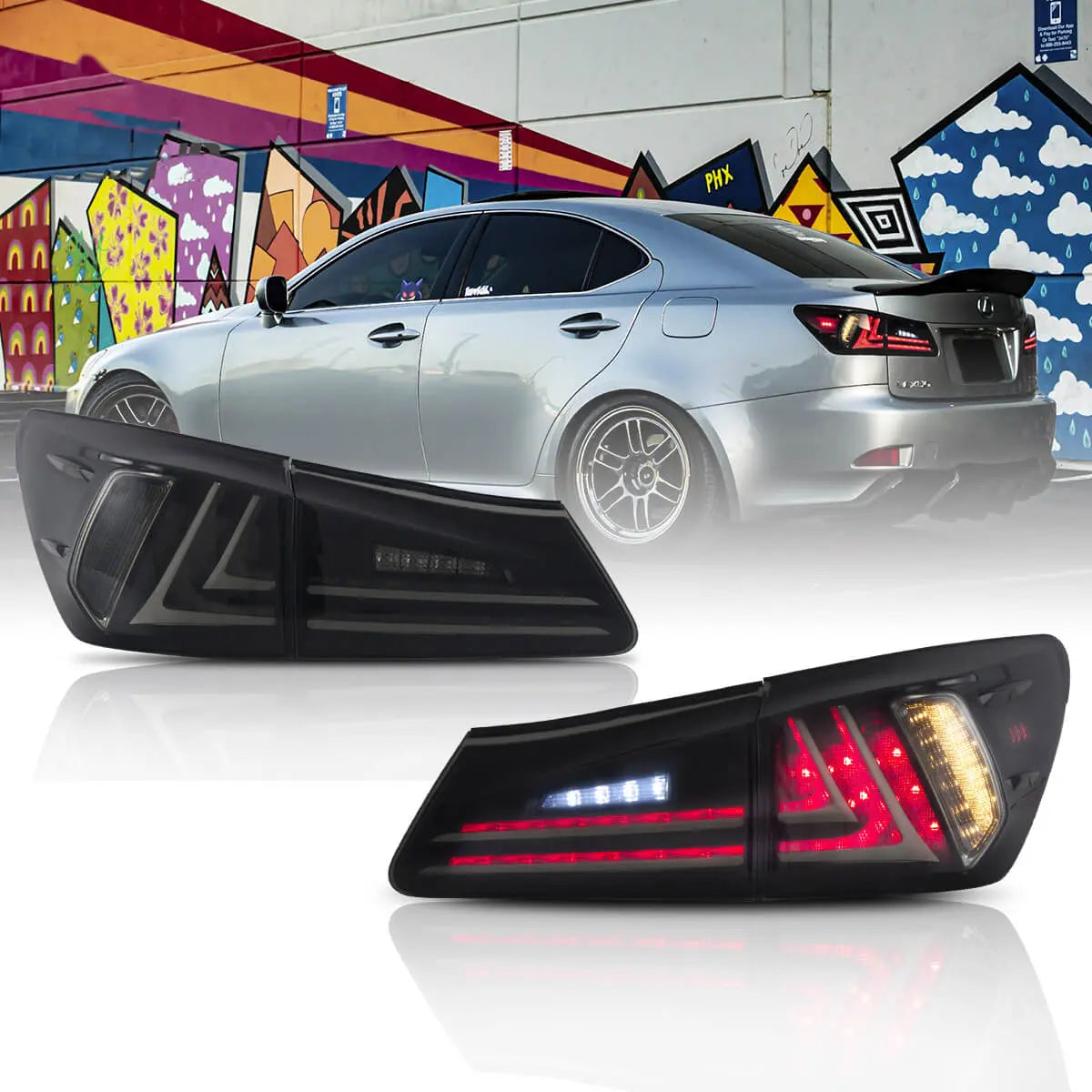 Fanali posteriori LED per Lexus 2006-2012 IS250 IS350 ISF lente rossa | VLAND - Smoked