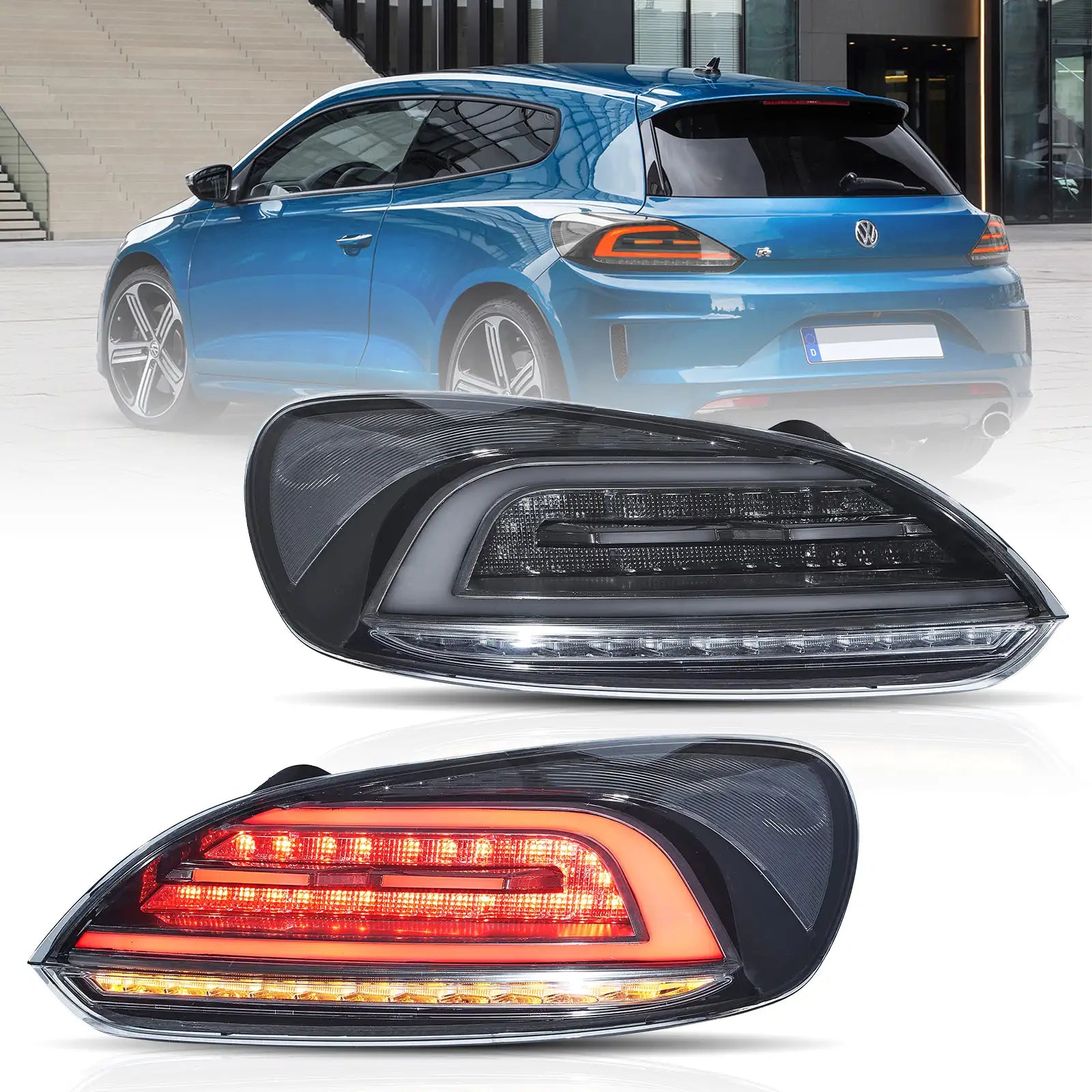 2009-2014 Volkswagen Scirocco LED-Rückleuchten mit orangener sequenzieller Blinkers | VLAND - Smoked