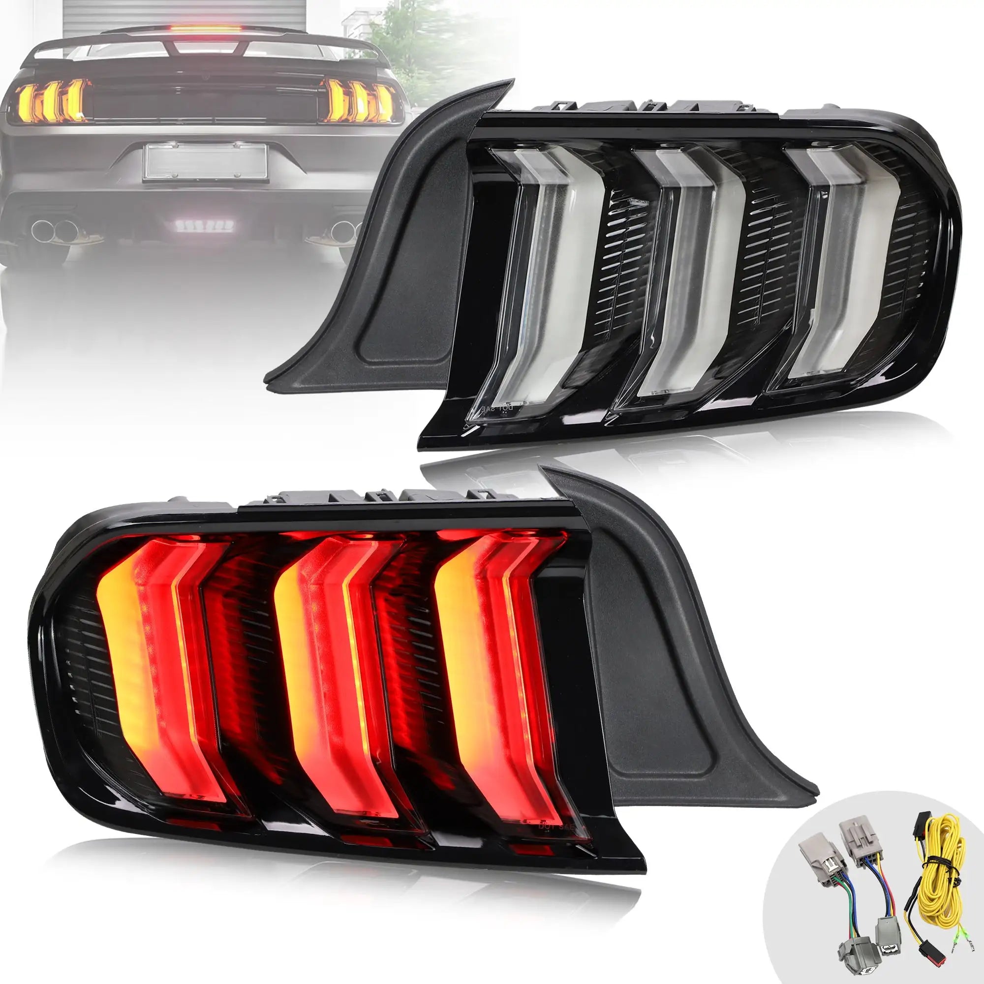 2015-2023 Ford Mustang 6. Generation (S550) LED-Rückleuchten mit 5 modes sequenzieller Blinker | ...