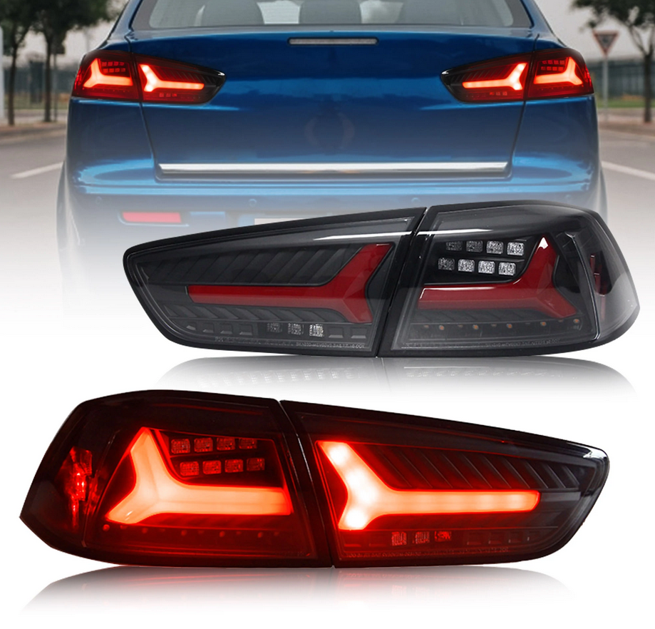 LED galiniai žibintai skirti Mitsubishi Lancer EVO X 2008-2018 su sekvenciniu posūkio signalu | V...