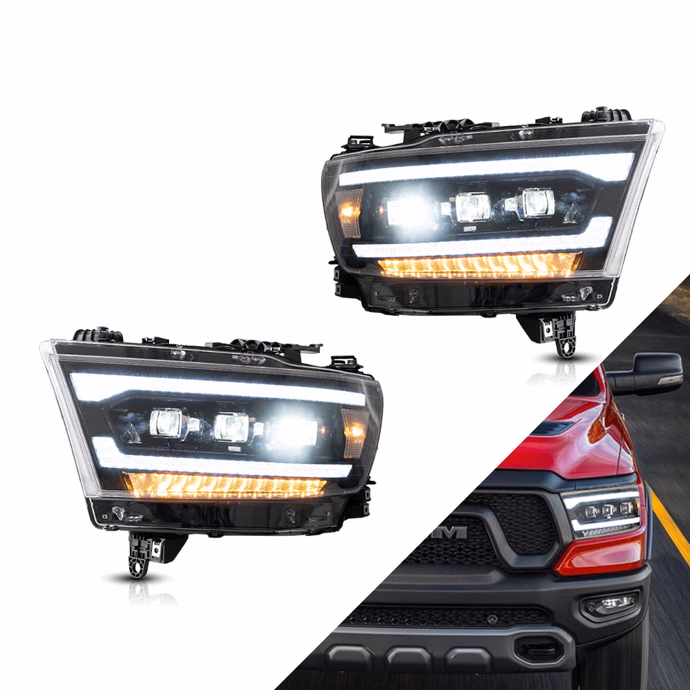 Dodge Ram 1500 Headlights LED Matrix Projector 2019-2021 | VLAND EU - Amber
