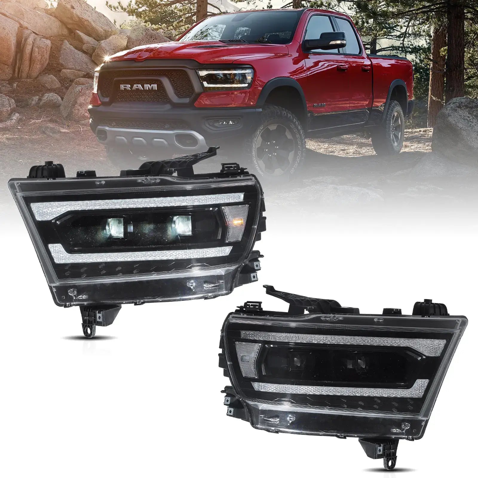 Dodge Ram 1500 Scheinwerfer LED 2019-2024 | VLAND EU - Clear