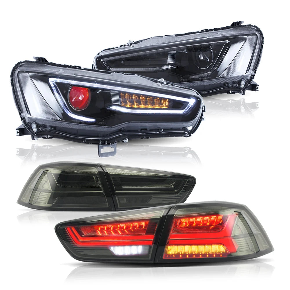 LED-Scheinwerfer und Taillights für Mitsubishi Lancer 2008-2017 | VLAND - Smoked
